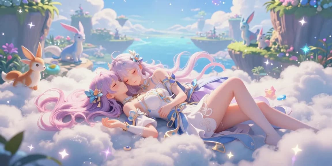 Stunning AI-generated hentai artwork depicting vibrant fantasy scenes with unique digital characters and dream-like elements.