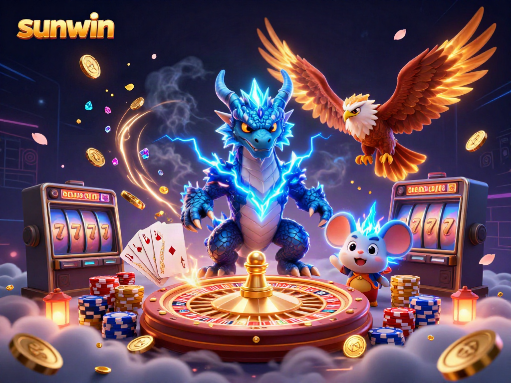 Experience thrill and wins with Sunwin's vibrant gaming universe showcasing casino games and dynamic elements.