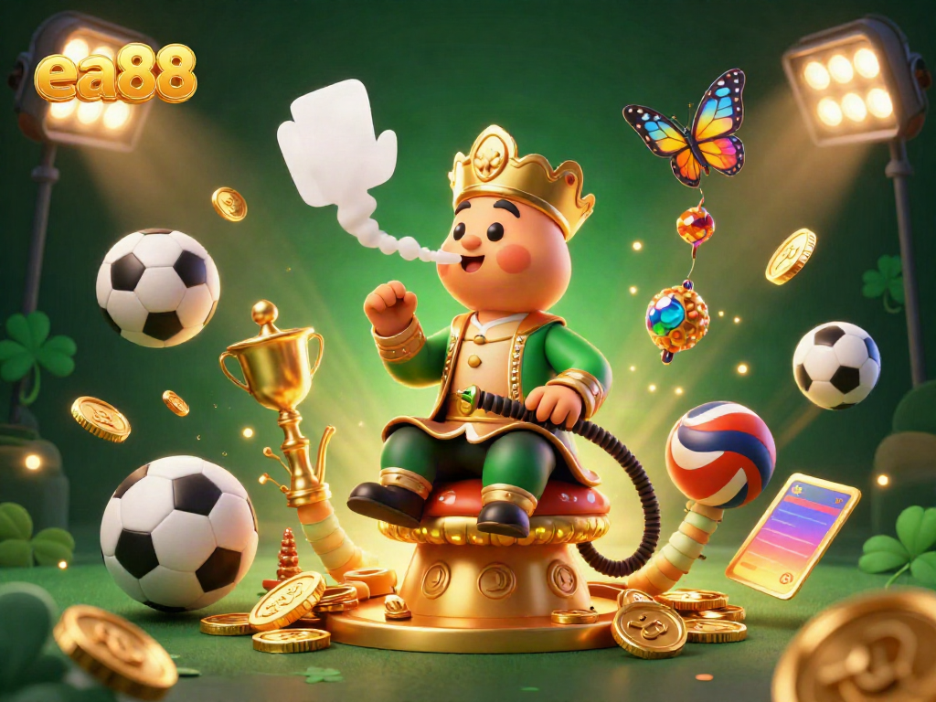 Engage in thrilling gaming experiences with ea88, illustrated with vibrant characters and energetic sports elements.